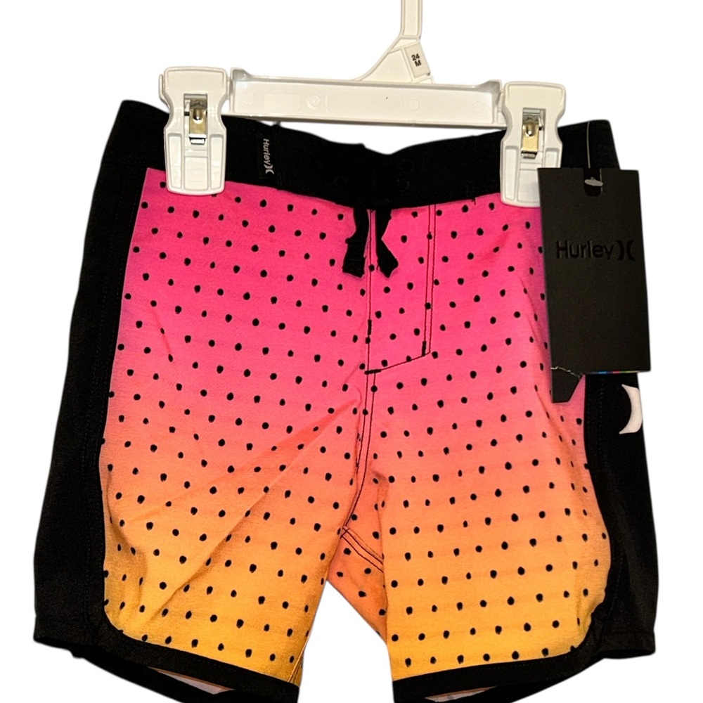 Hurley Hyper Pink Polka Dot Mesh Lined Swim Trunks